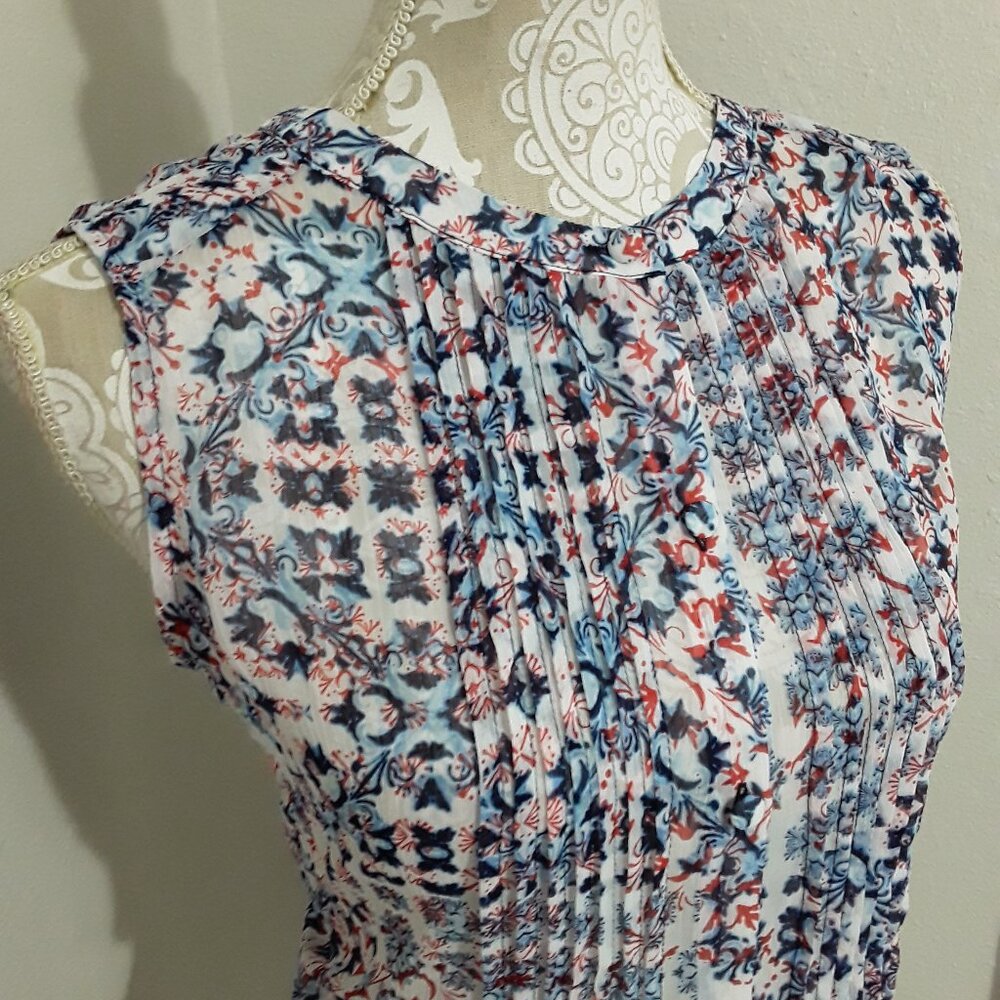 Liz Claiborne button down pleated sleeveless top size XL
